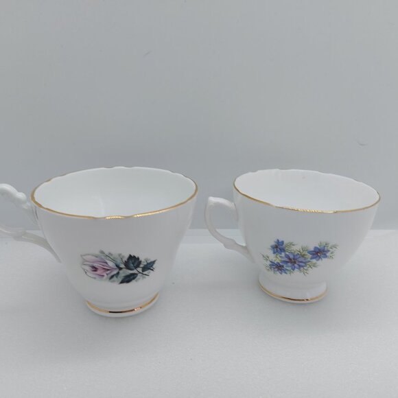 2 Vintage Tea Cups & Saucers Royal Vale & Consort - Yellow Rose White Pink Rose - Picture 8 of 16